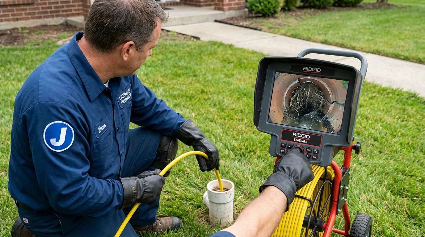 Sewer camera inspection being performed by Johns Plumbing LLC in Weare